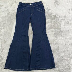 PIlcro Anthropologie High Rise Bell Bottom Flare Jeans 29 Dark Wash 70s Boho